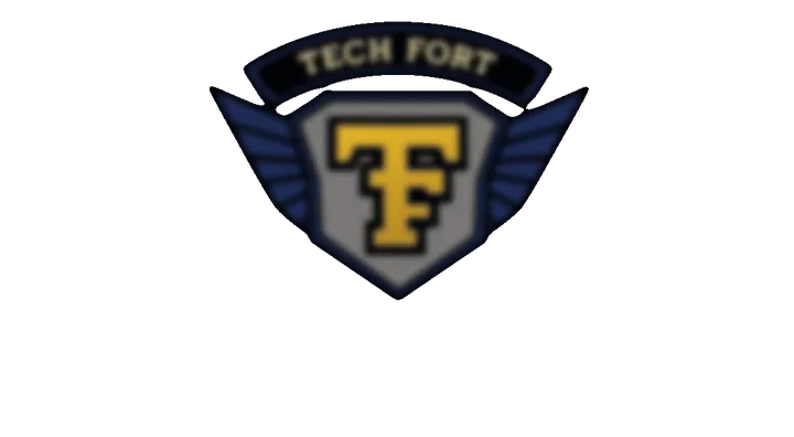 TechFort shield logo with animated circuit traces